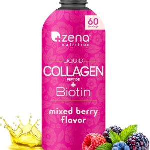 Limited time deal 25% off Liquid Collagen Peptides and Biotin, 2500mg Verisol Bioactive Collagen Peptides, 5000mcg Biotin, Hair, Skin,