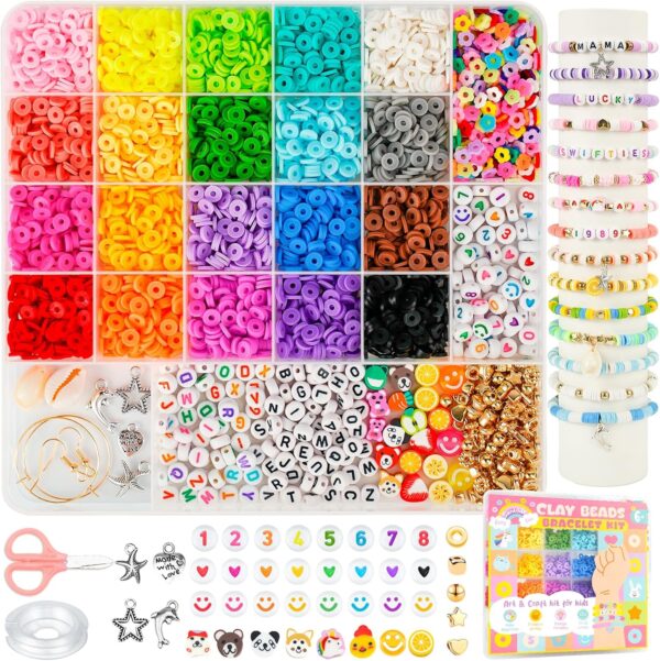 #1 New Release in Arts, Crafts & Sewing  -20% Sunlode Bracelet Making Kit 5000pcs, Jewelry Making Kit for Beginner, Preppy Clay Beads with Charms