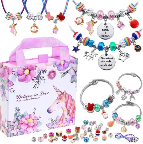 #1 Best Seller in Jewelry Making Charms -43% off COO&KOO Charm Bracelet Making Kit,A Unicorn Girls Toy That Inspires Creativity
