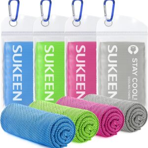 Limited time deal -25% off Sukeen 4 Pack Cooling Towel (40"x12"), Soft Breathable Chilly Microfiber Towel for Yoga, Sport, Running, Gym.