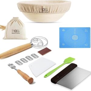 Lowest price in 30 days -38% off Round Bread Proofing Basket 9-Inch with Washable Linen Liner – Natural Rattan Banneton for Sourdough & Artisan Loaves – Eco-Friendly Dough Rising Bowl for Home