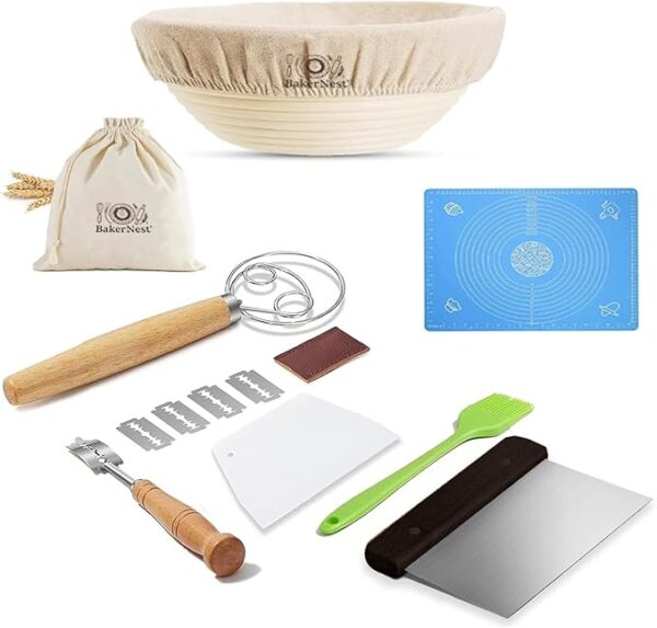 Lowest price in 30 days -38% off Round Bread Proofing Basket 9-Inch with Washable Linen Liner – Natural Rattan Banneton for Sourdough & Artisan Loaves – Eco-Friendly Dough Rising Bowl for Home