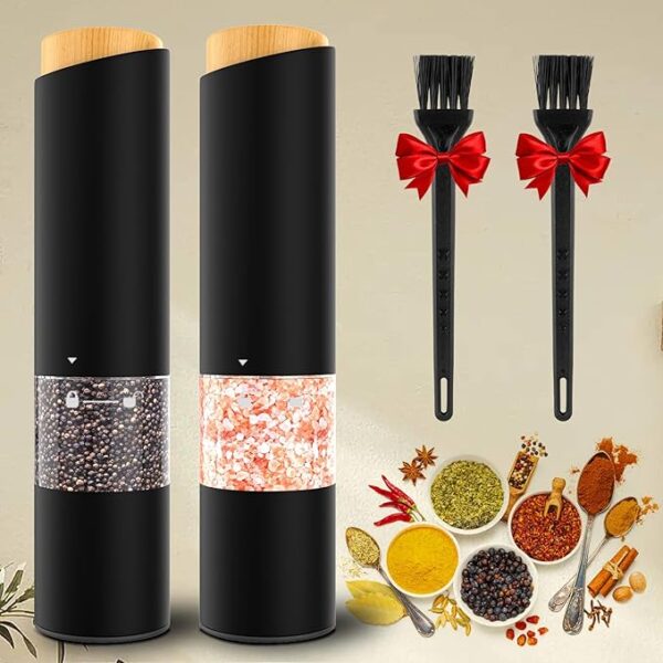 1K+ bought in past month -50% off Electric Salt and Pepper Grinder Set - Adjustable Coarseness, Battery-Operated with LED Light, 360° Transparent