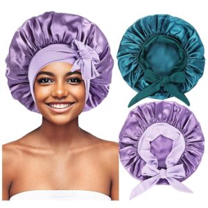 Limited time deal -50% off Large Satin Bonnet for Sleeping,Bonnets for Women,Hair Bonnets Shower Cap for Black Women Curly Hair,Braids