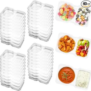 300+ bought in past month  savings-10% off 40 Sets Reusable Snack Containers with Lids, Double Compartment Snack Containers for Travel