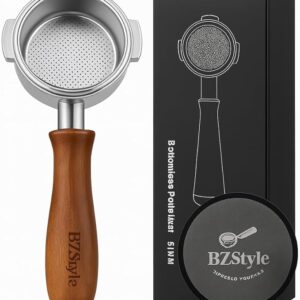 Premium 54mm Bottomless Portafilter Compatible with Breville Barista Series – Triple Filter Basket – Natural Wooden Handle