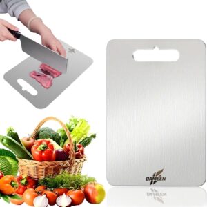 DAMEEN Stainless Steel Cutting Board for Kitchen, 304 Stainless Steel Chopping Board, Double-Sided Food-Grade, Non-Stick Chopping Board for Meat
