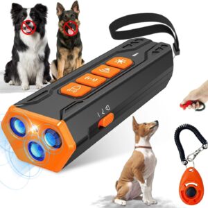 Dog Bark Deterrent Device with Training Clicker, 3X Ultrasonic Anti Barking Device for Dogs, 23FT Long Range