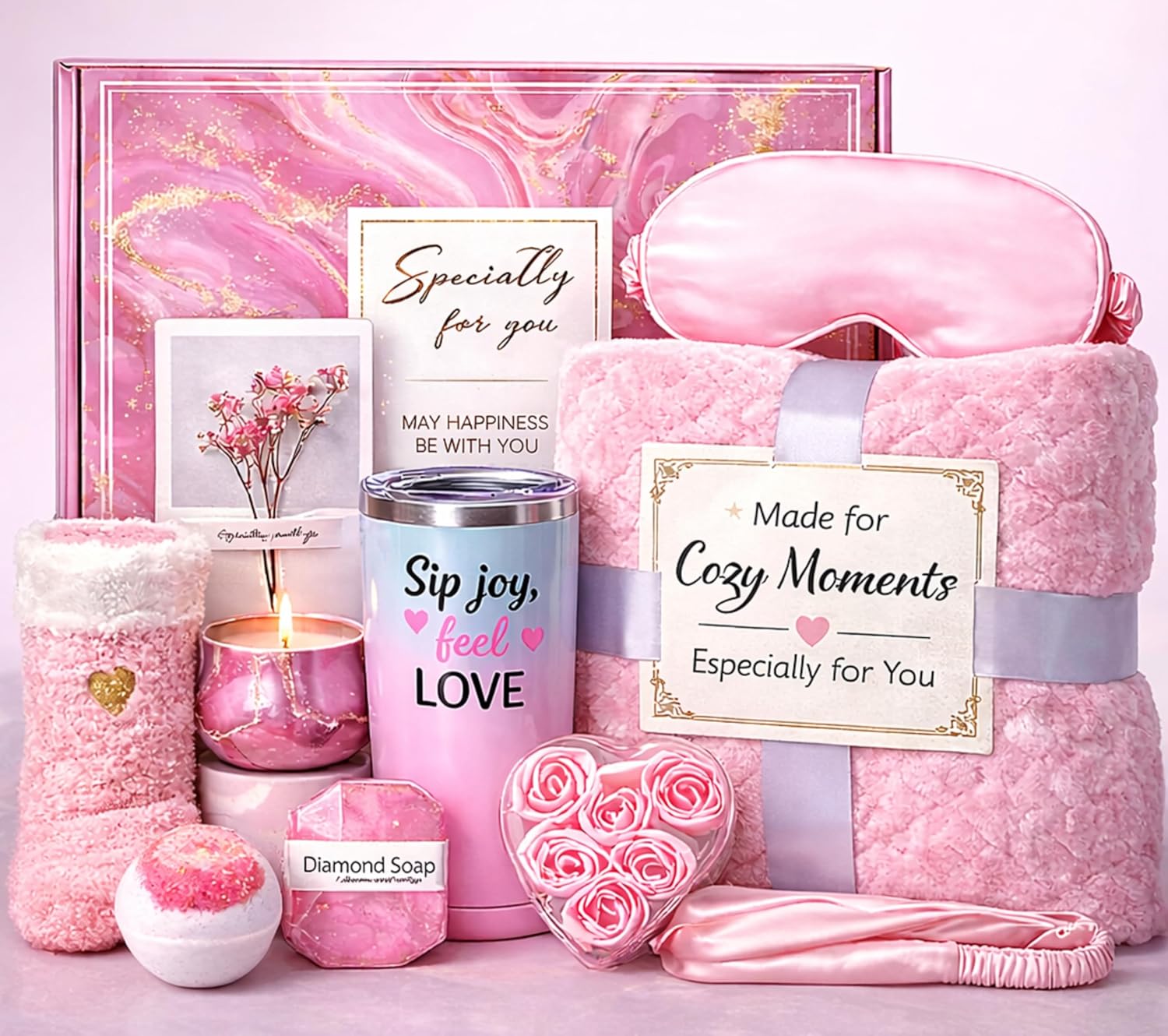 Self Care Gifts for Women, Get Well Soon Gift Baskets with Cozy Blanket, Tumbler & Candle – Relaxing Spa Care Package for After Surgery Recovery, Thinking of You